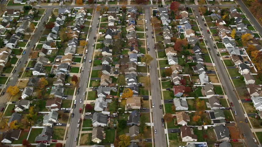 Aerial view of an urban city