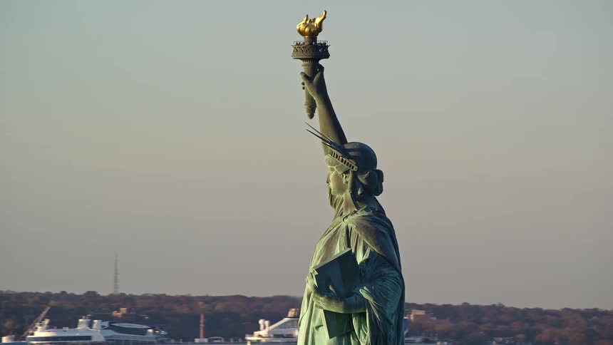 Aerial view of the statue of liberty during the day