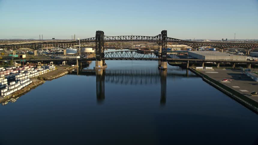 Aerial view of bridge over river during the day