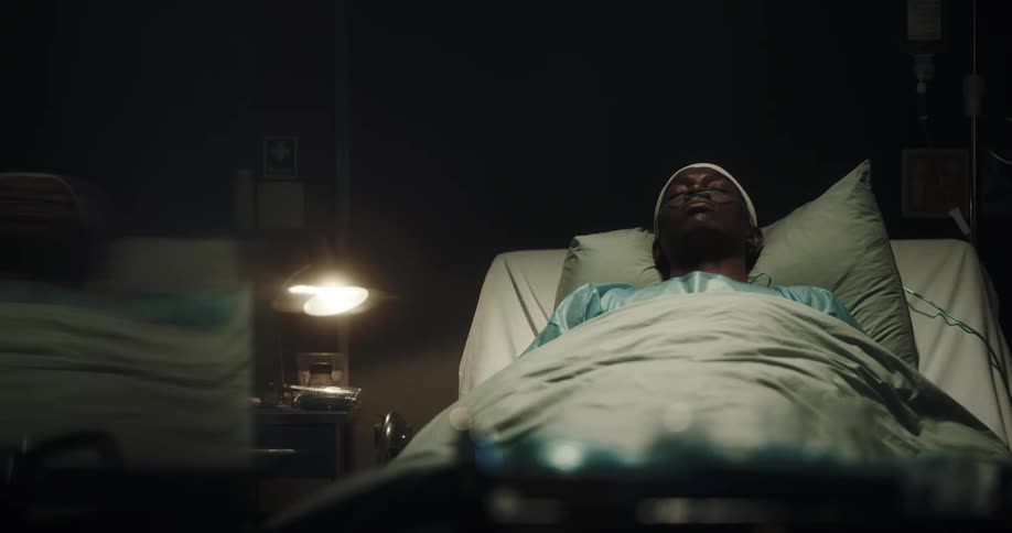 Patient lying on a hospital stretcher