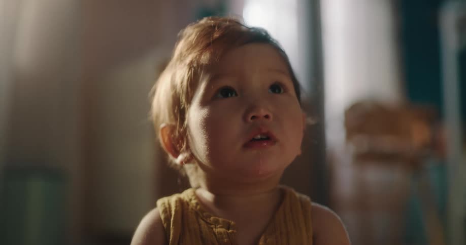 Portrait of an asian baby staring