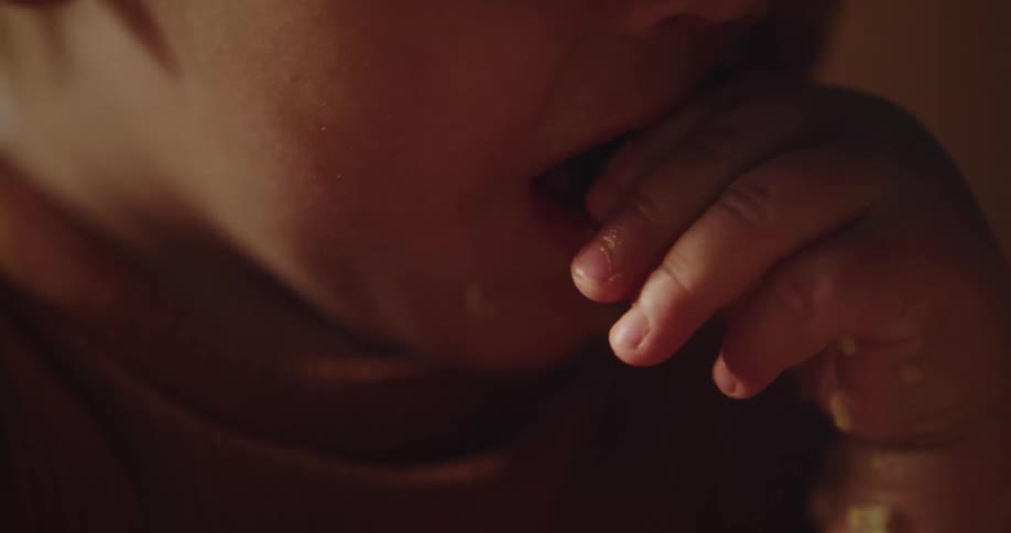 Asian baby girl eating