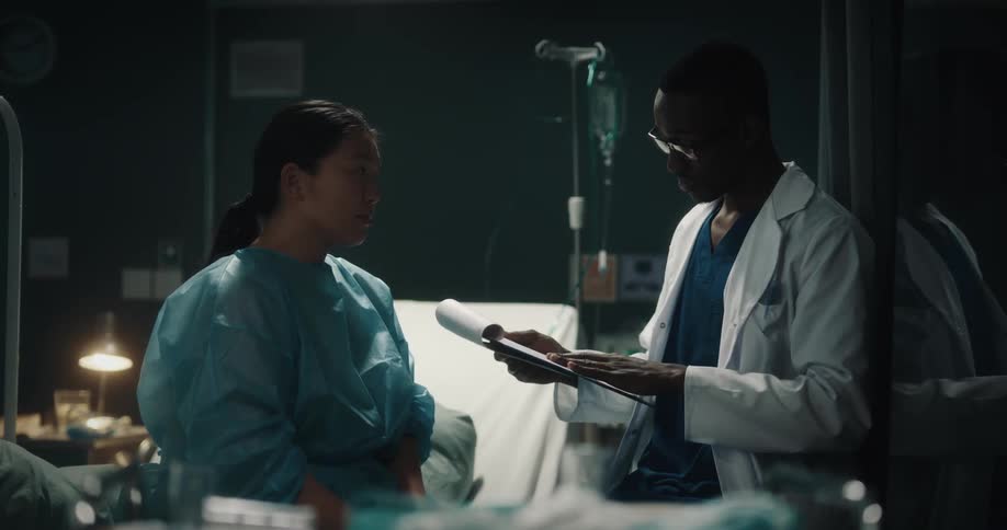 A doctor analyzing a patients exams