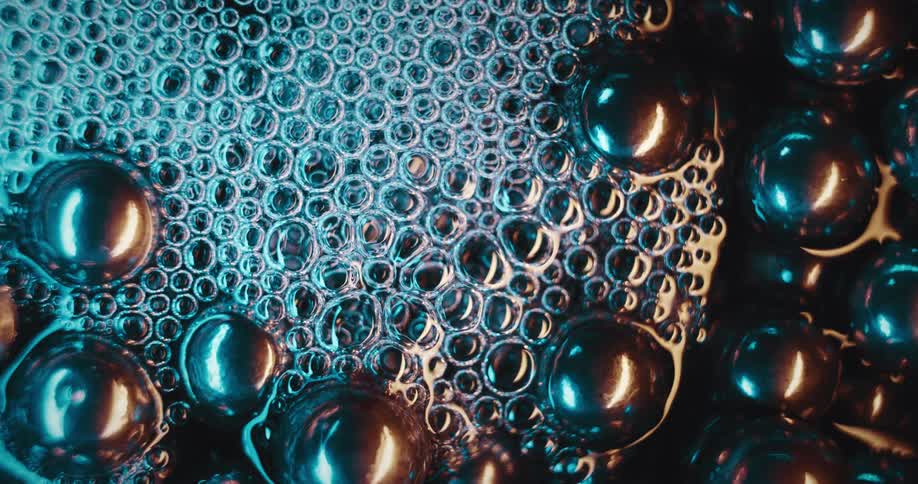 A surface of a liquid full of bubbles
