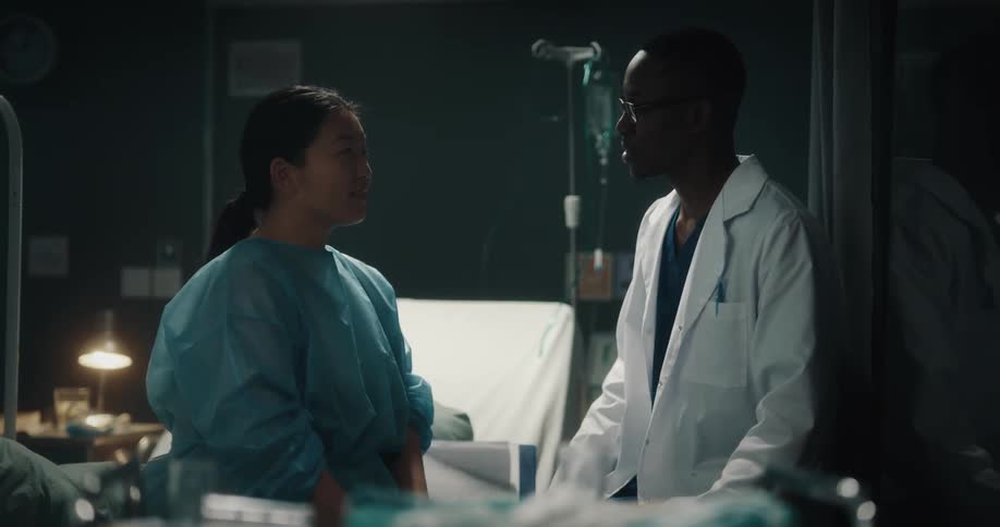 Doctor gives a patient a preoperative checkup before surgery
