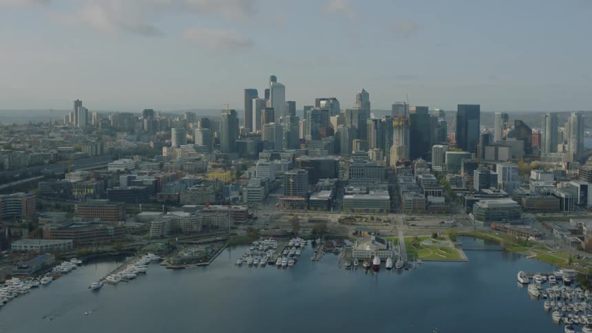 Boats are docked in ports near this large city