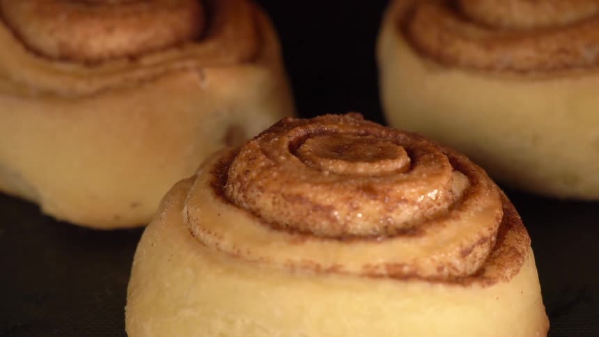 Extreme closeup of a sweet pastry being baked