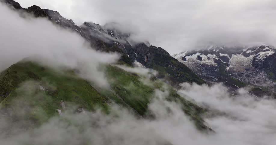 Aerial panorama of clouds amidst the mountains