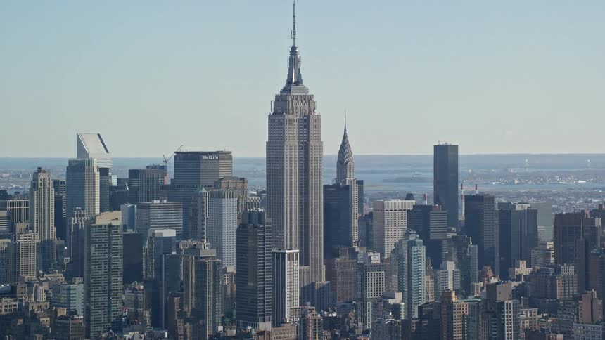 Aerial of empire state building in new york