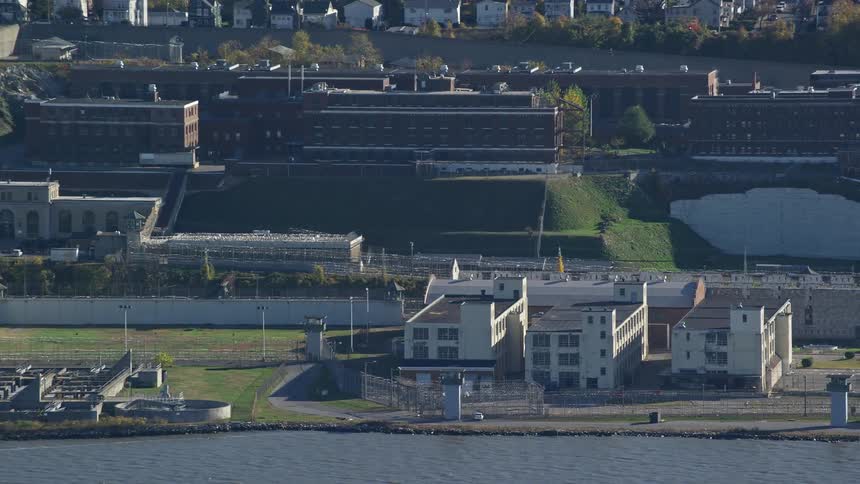 Aerial view of apartments and buildings by the seaside