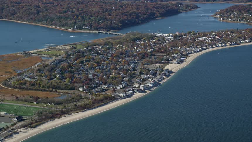 Aerial view of a suburb on an island