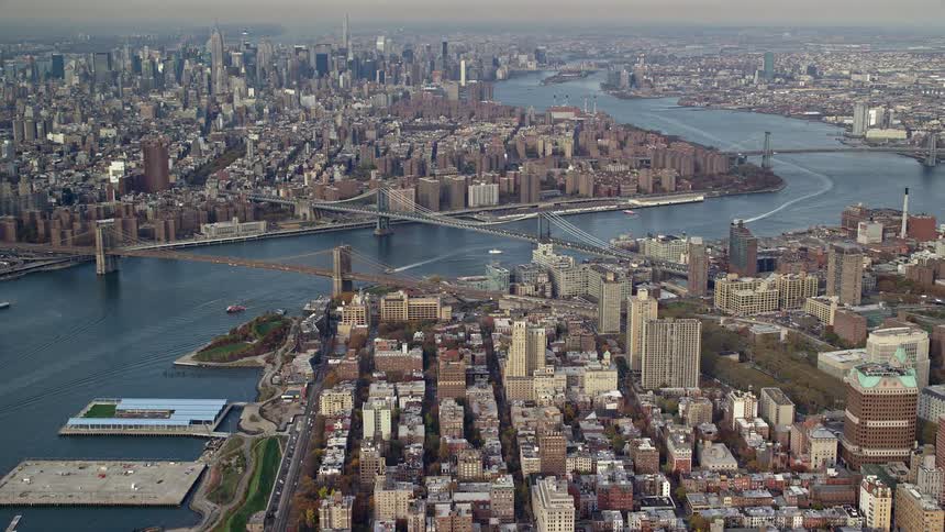 Aerial view of the bridges in new york city
