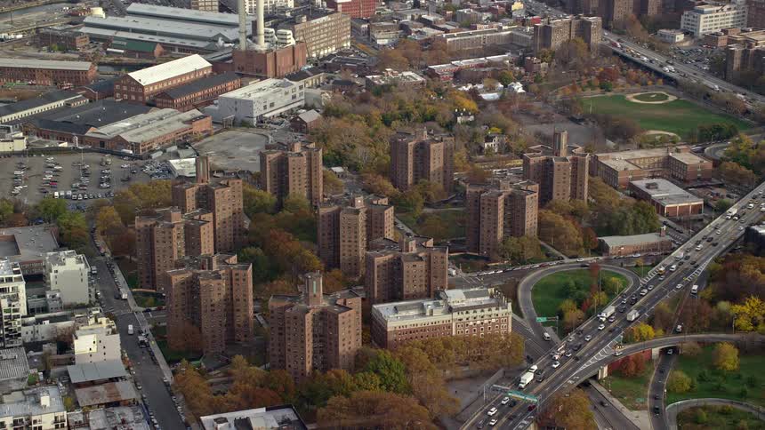 Area of a residential apartment neighborhood in the morning