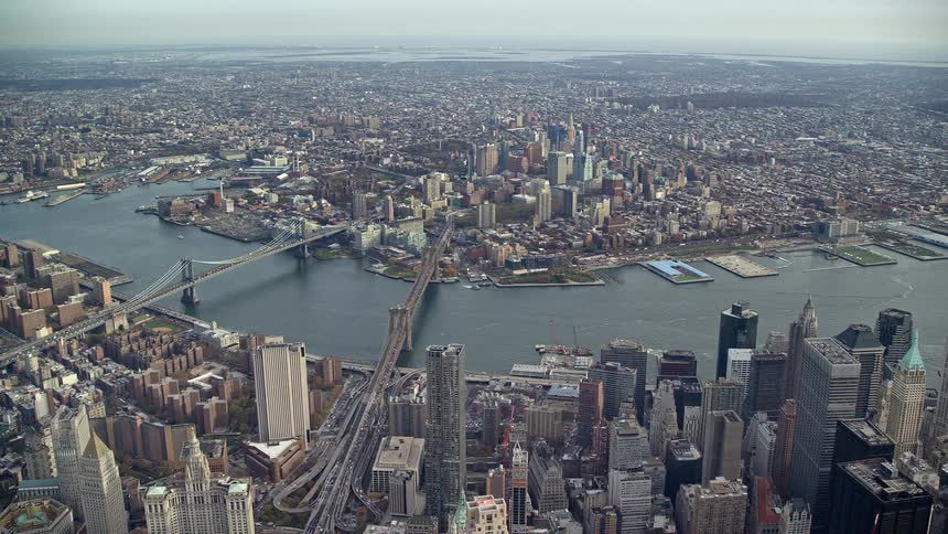 Aerial view of the bridges in new york city