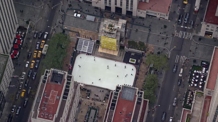 Skyline of an ice skating rink in the city center