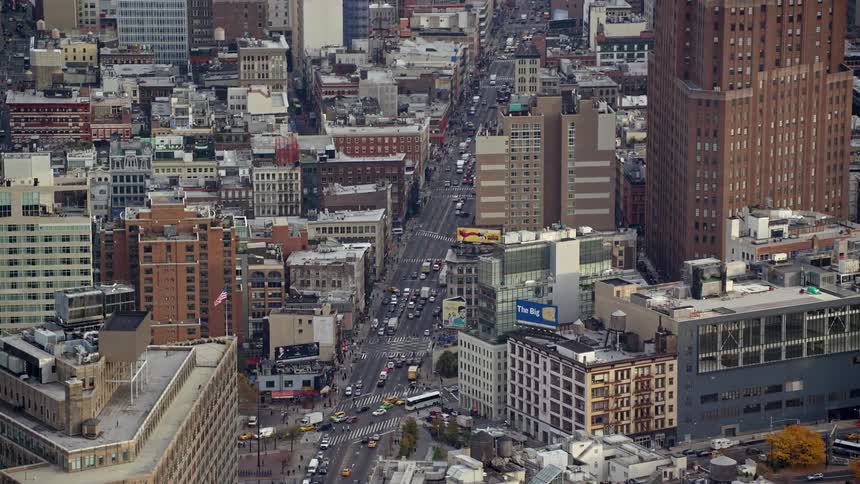 Aerial view of a big avenue in new york city