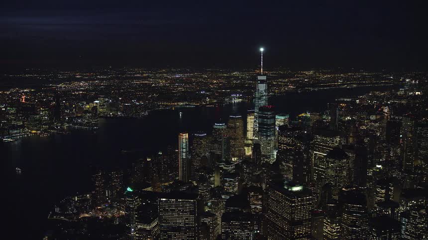 Manhattan and hudson river at night