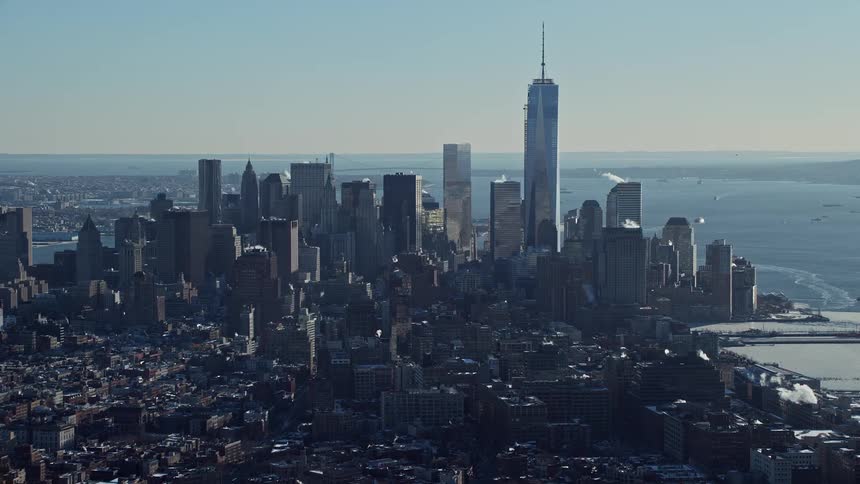 Skyline of a populated city with skyscrapers during the day