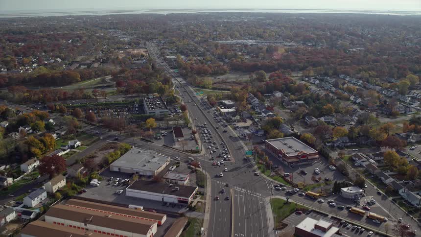 Traffic runs through the suburbs