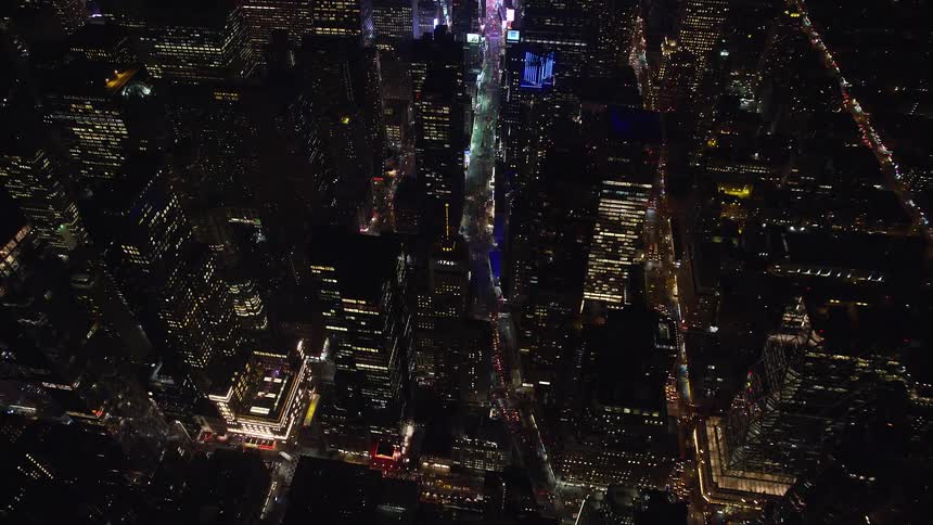 Skyline of new york city illuminated at night