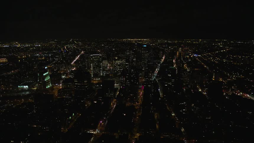 Aerial view of the new york city at night