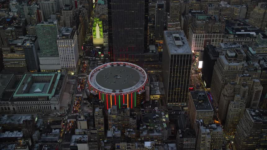 Aerial view of the madison square garden in new york