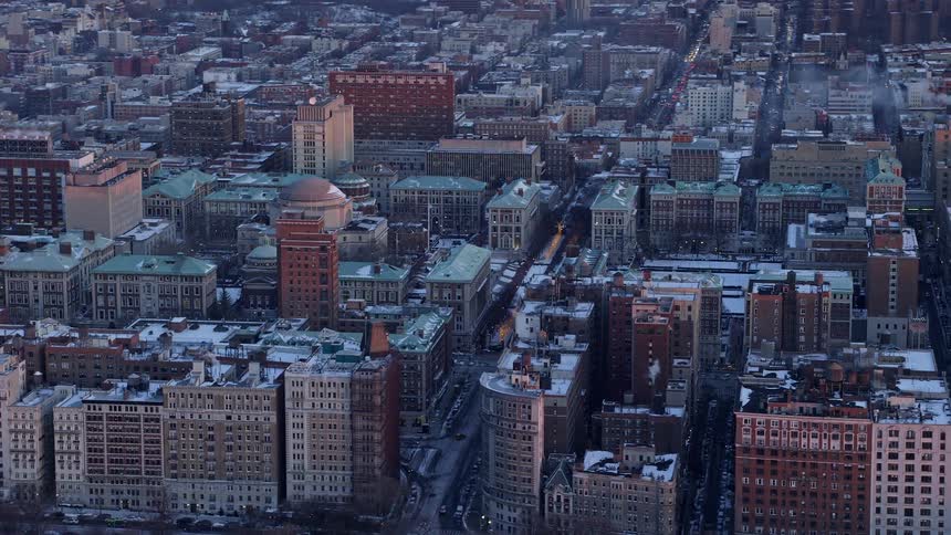 Aerial view of new york city at evening