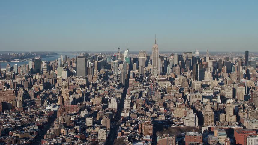 A panorama view of a metropolitan city with tall buildings