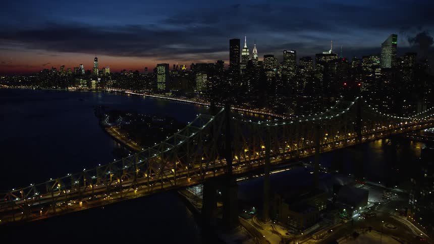 The city is brightly lit at night