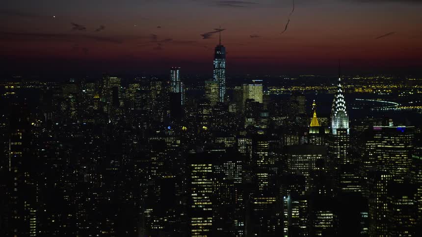 New york city skyscrapers at night