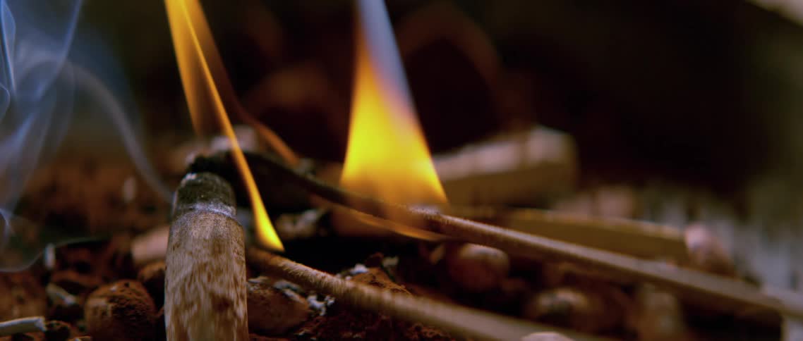 Closeup of flames from a bonfire