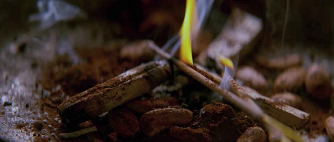 Sticks gathered in pile and set on fire