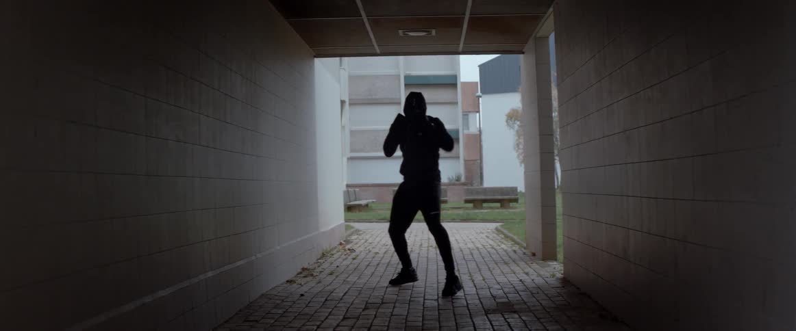 Man training alone in boxing