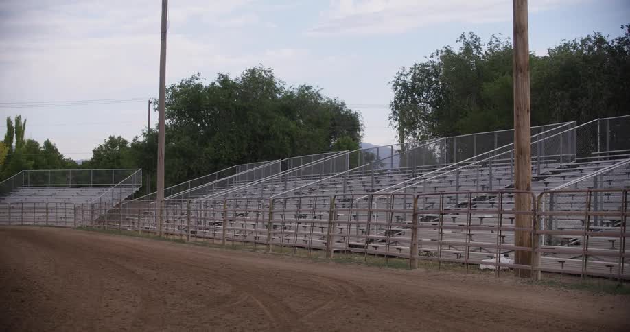 The rodeo arena is empty