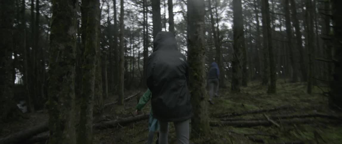 People are running through the woods