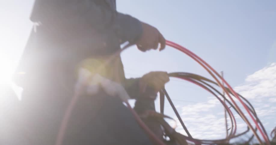 A man is riding his horse with a lasso