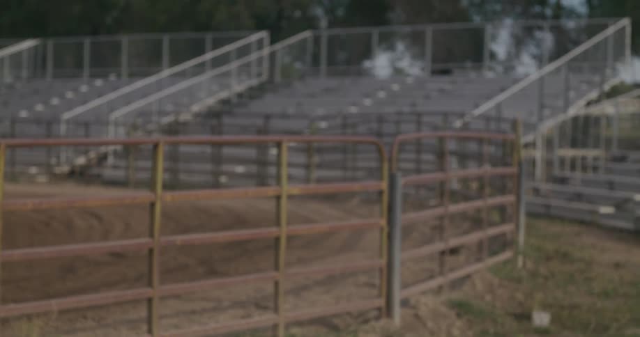 The rodeo arena is empty