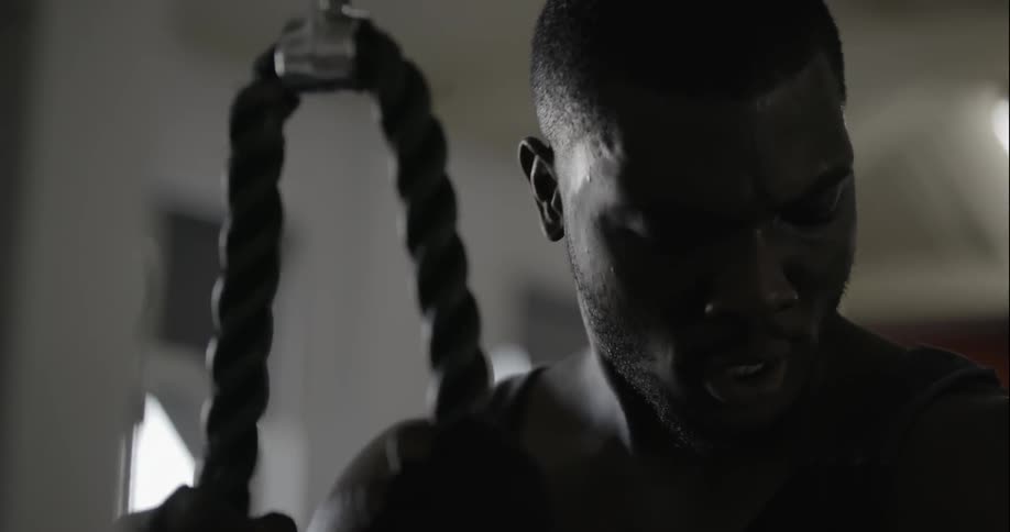 Man working out using exercise equipment