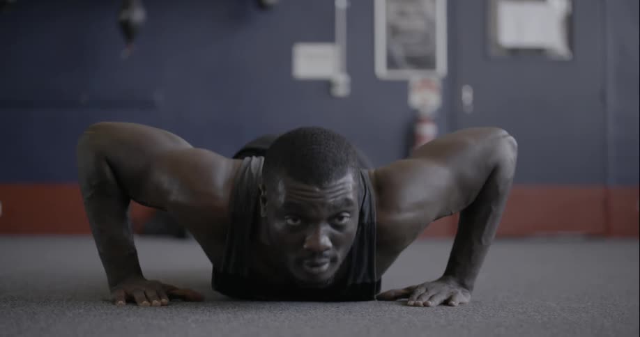 A man is doing pushups