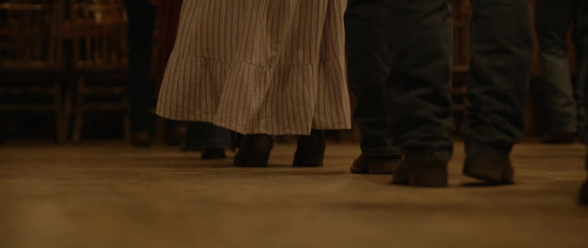 Closeup of the feet of men and women dancing a choreographed dance