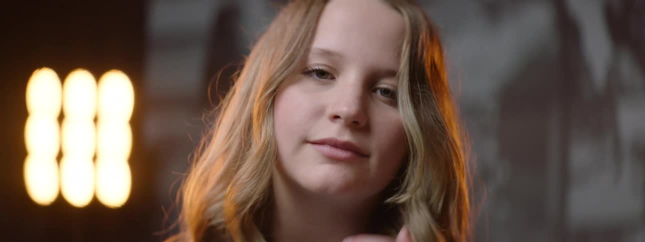 A close up facial clip of a female teenager