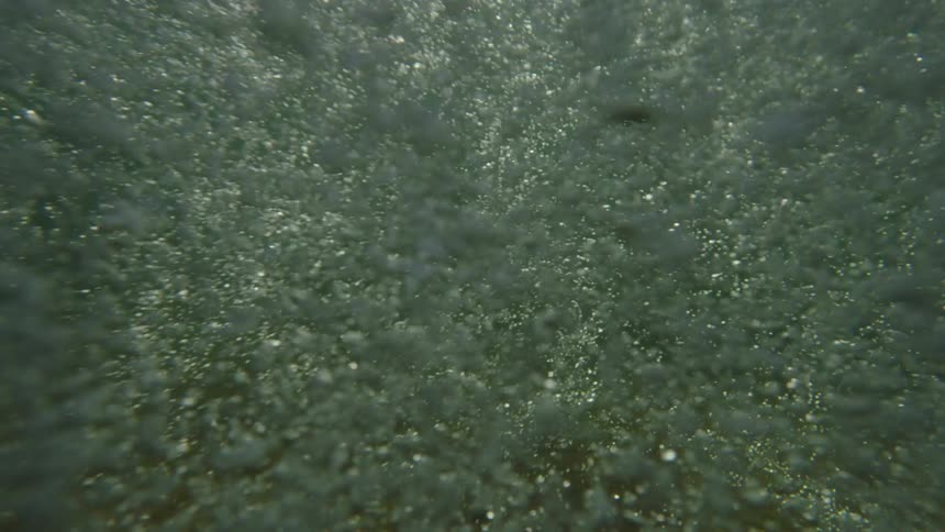The bubbles move around in the water