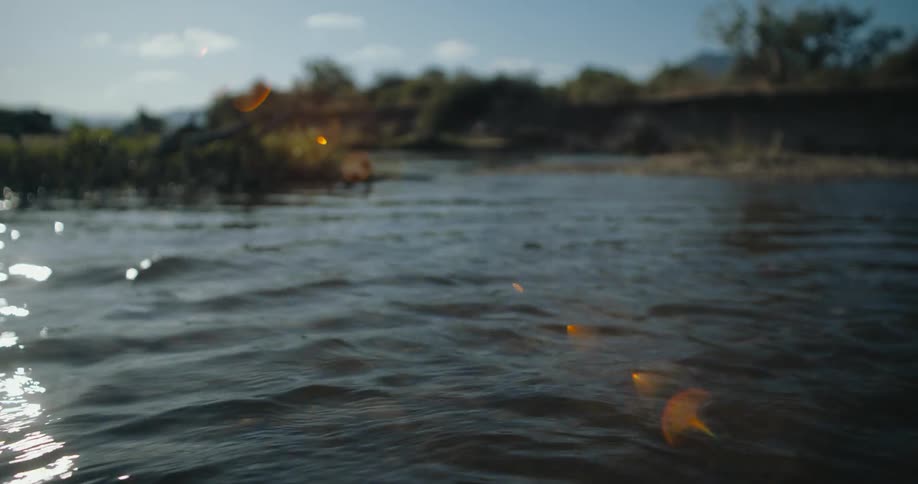 Free flowing river at sunset