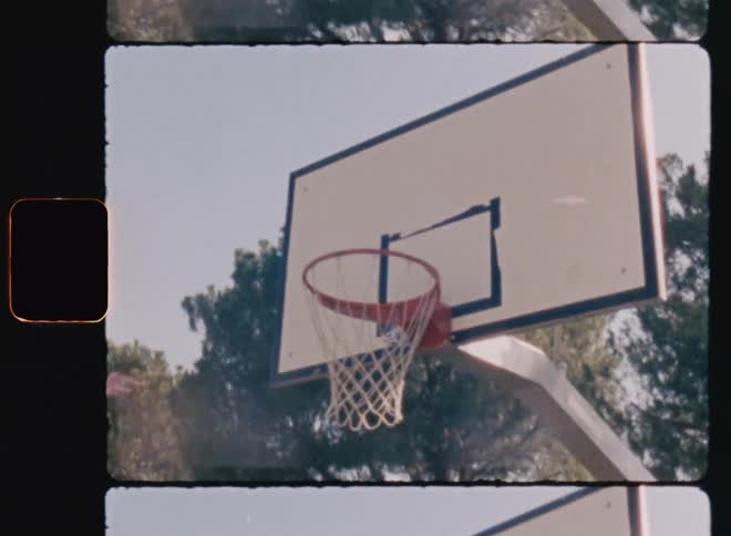 View of a ball entering the basketball hoop
