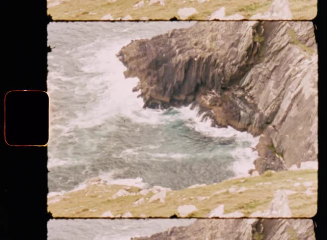 Panorama of the sea coast with crashing waves