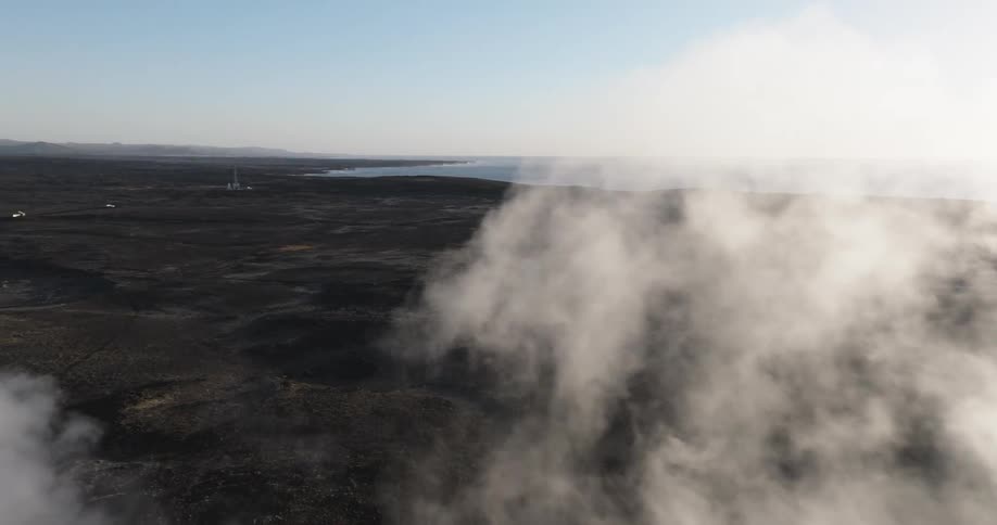 Aerial panorama of a natural landscape with the sea on the horizon