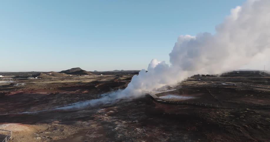 Steam is rising from the surface