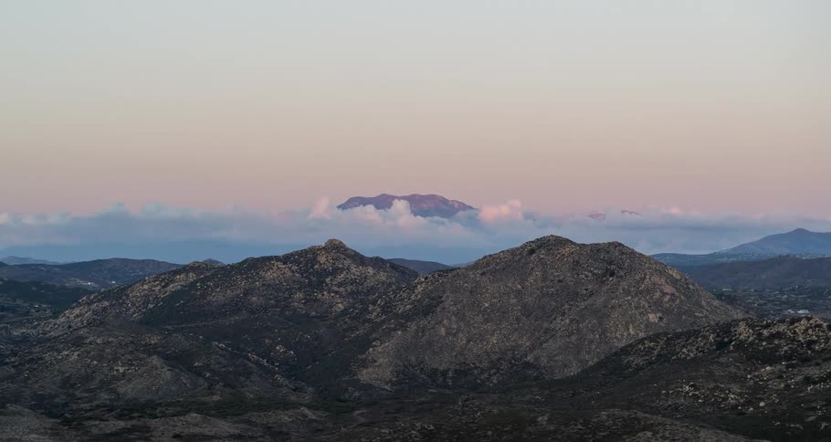 Aerial of mountains during sunset