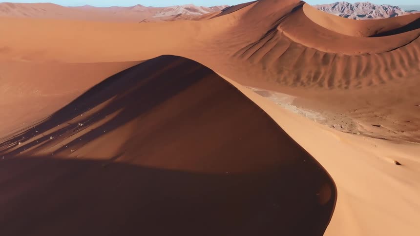 Panorama of dunes in the desert during the day