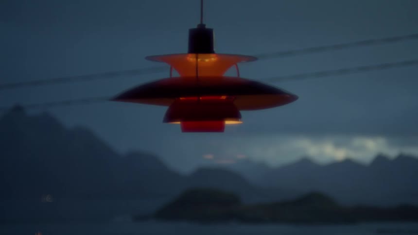 A different shaped lamp illuminating the landscape